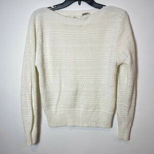 the Denver Womens 90s Vintage Pullover Knit Sweater Ivory M Ribbed Long Sleeve